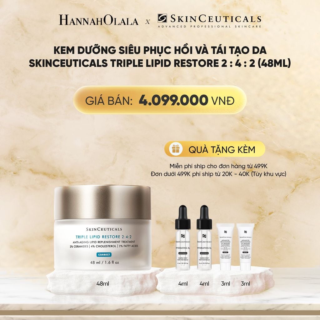  DEAL 6 KEM DƯỠNG SIÊU PHỤC HỒI VÀ TÁI TẠO DA SKINCEUTICALS TRIPLE LIPID RESTORE 2 : 4 : 2 (48ML) 