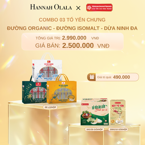  C877_DEAL 6: COMBO 03 TỔ YẾN CHƯNG DỪA NINH ĐA - ĐƯỜNG ORGANIC - ĐƯỜNG ISOMALT 