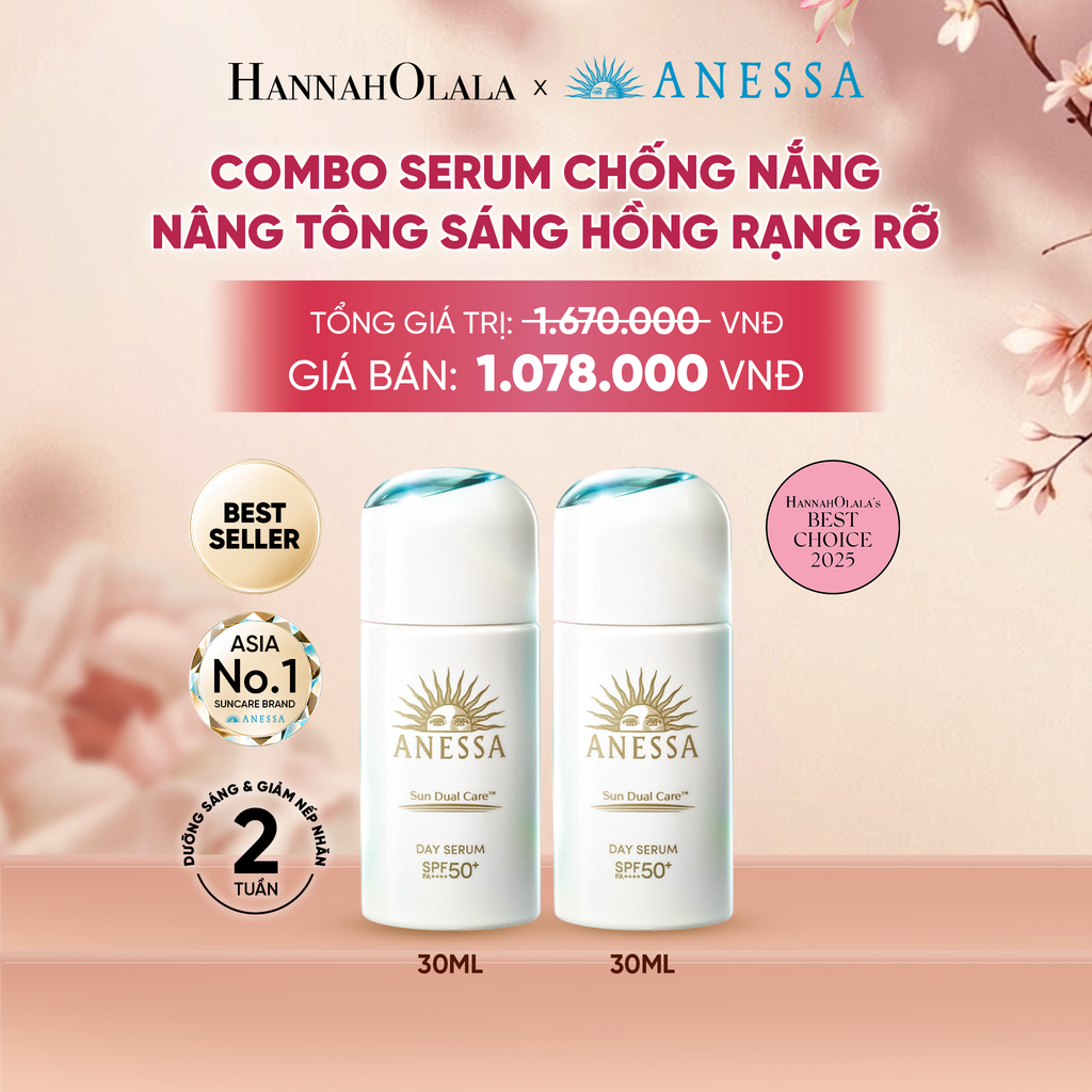  COMBO SERUM CHỐNG NẮNG DƯỠNG DA NÂNG TÔNG NGĂN NGỪA LÃO HÓA ANESSA DAY SERUM SPF50+ PA++++ 30MLX2 - DEAL 6 - A356 