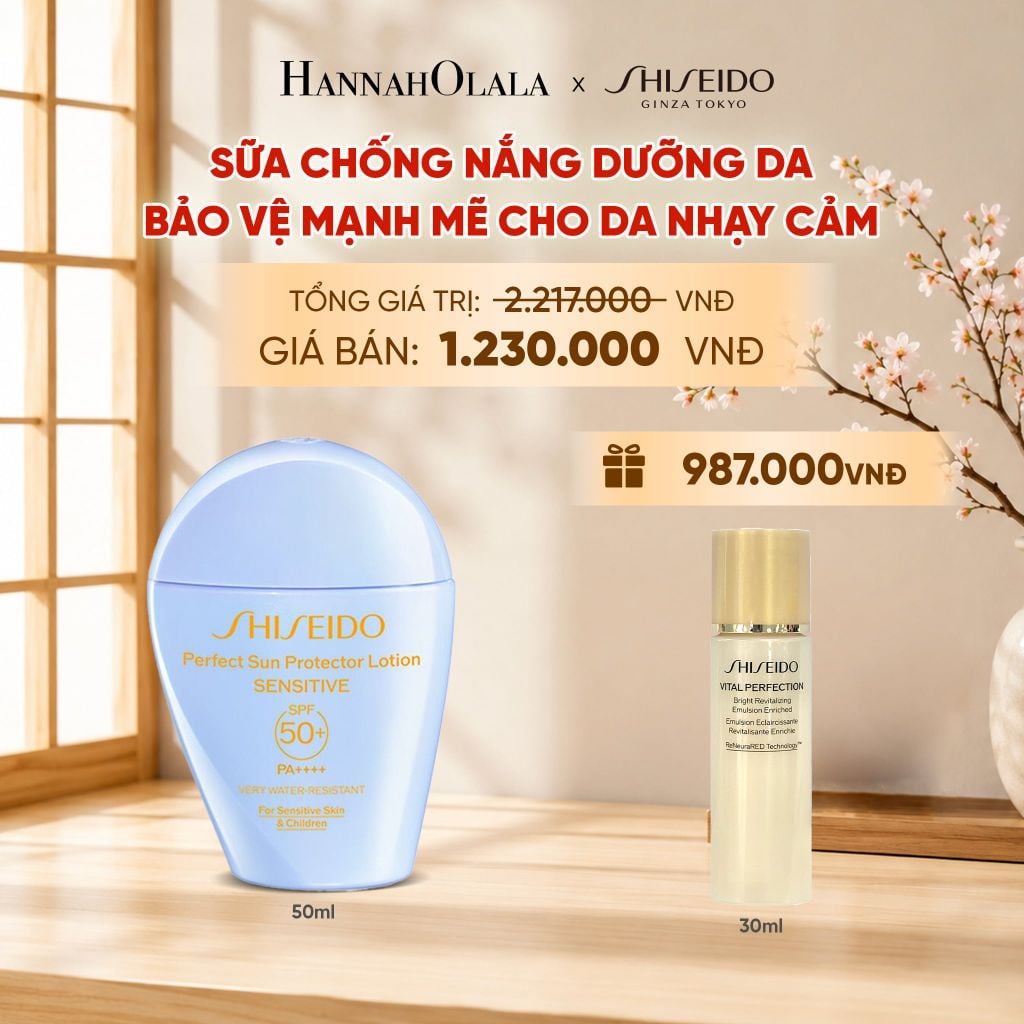  SỮA CHỐNG NẮNG CHO DA NHẠY CẢM SHISEIDO GSC PERFECT SUN PROTECTOR LOTION SENSITIVE SPF50+ 50ML - DEAL 6 