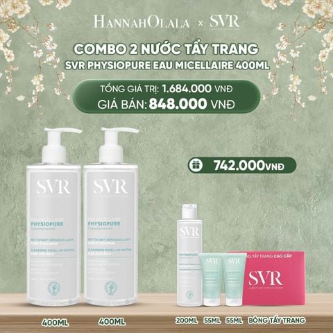  DEAL 06: COMBO 2 NƯỚC TẨY TRANG CHO DA NHẠY CẢM SVR PHYSIOPURE EAU MICELLAIRE 400ML 