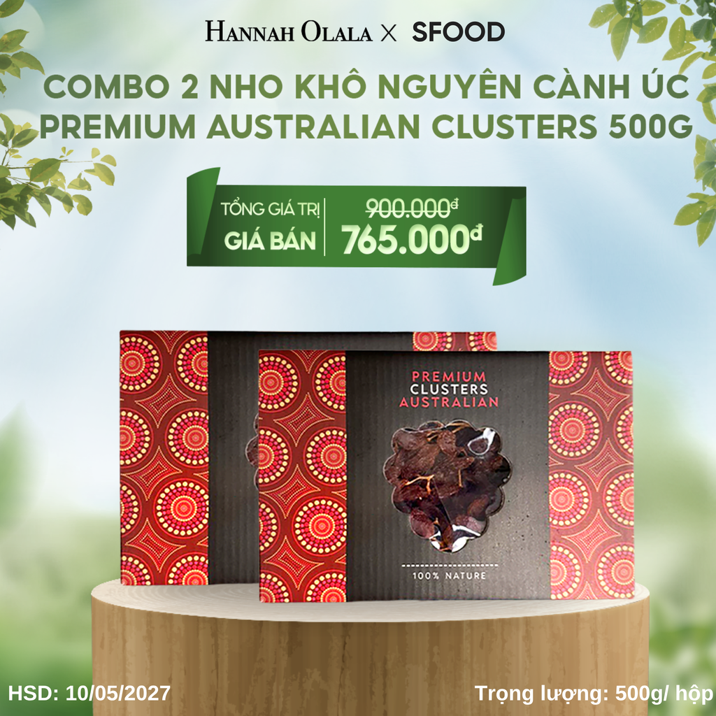  E44_DEAL 6: COMBO 2 NHO KHÔ NGUYÊN CÀNH ÚC PREMIUM AUSTRALIAN CLUSTERS 500G 