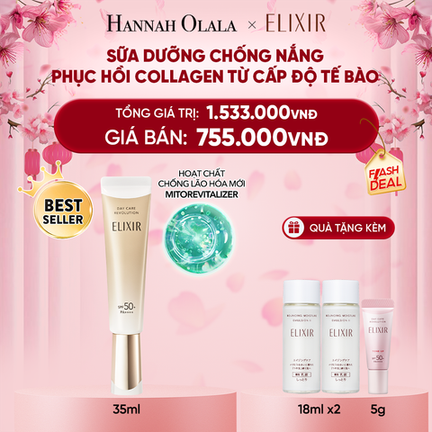  DEAL 6: [THẾ HỆ MỚI] SỮA CHỐNG NẮNG PHỤC HỒI COLLAGEN TỪ CẤP ĐỘ TẾ BÀO ELIXIR DAY CARE REVOLUTION SPF50+ 35ML 