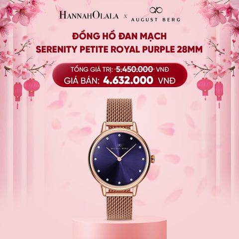  DEAL 6: ĐỒNG HỒ ĐAN MẠCH AUGUST BERG - MẶT SERENITY PETITE ROYAL PURPLE 28MM - DÂY MESH 