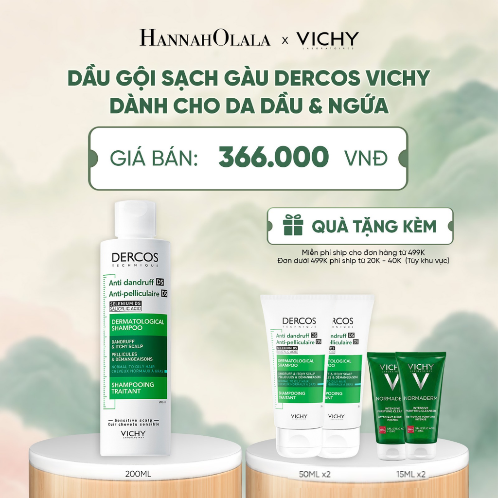  DẦU GỘI SẠCH GÀU DERCOS VICHY DÀNH CHO DA DẦU & NGỨA 200ML - A1169 