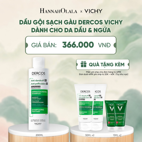  DẦU GỘI SẠCH GÀU DERCOS VICHY DÀNH CHO DA DẦU & NGỨA 200ML - A1169 