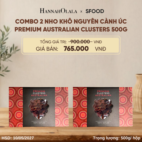  COMBO 2 NHO KHÔ NGUYÊN CÀNH ÚC PREMIUM AUSTRALIAN CLUSTERS 500G - D181 