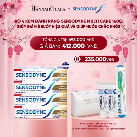  DEAL 6: BỘ 4 KEM ĐÁNH RĂNG SENSODYNE MULTI CARE 160G GIÚP GIẢM Ê BUỐT HIỆU QUẢ VÀ GIÚP NƯỚU CHẮC KHỎE 