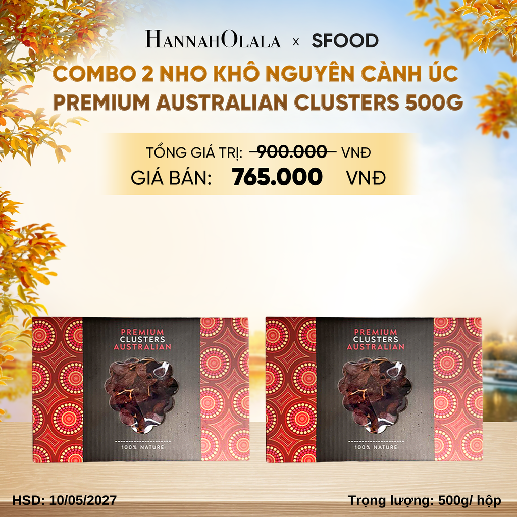  COMBO 2 NHO KHÔ NGUYÊN CÀNH ÚC PREMIUM AUSTRALIAN CLUSTERS 500G - E1772 