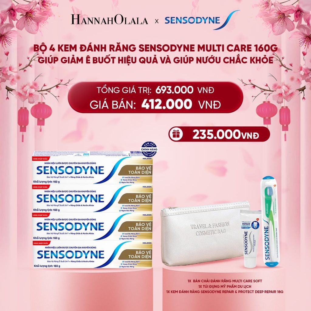  DEAL 6: BỘ 4 KEM ĐÁNH RĂNG SENSODYNE MULTI CARE 160G GIÚP GIẢM Ê BUỐT HIỆU QUẢ VÀ GIÚP NƯỚU CHẮC KHỎE 