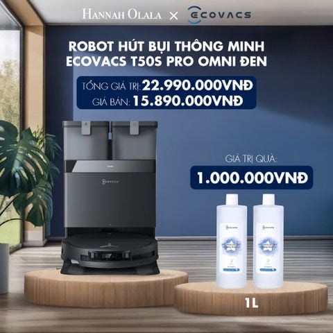  [FLASHSALE] ROBOT HÚT BỤI THÔNG MINH ECOVACS T50S PRO OMNI ĐEN (NEW) - DEAL 6 