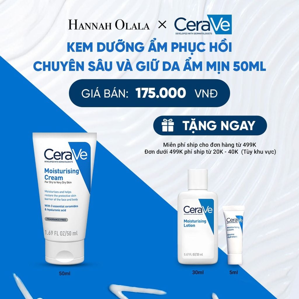  KEM DƯỠNG ẨM PHỤC HỒI CHUYÊN SÂU VÀ GIỮ DA ẨM MỊN SUỐT 48H CERAVE MOISTURISING CREAM 50ML - B36 