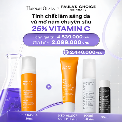  DEAL 6: TINH CHẤT LÀM SÁNG DA VÀ MỜ NÁM CHUYÊN SÂU VỚI 25% VITAMIN C + GLUTATHIONE CLINICAL SERUM 30ML 
