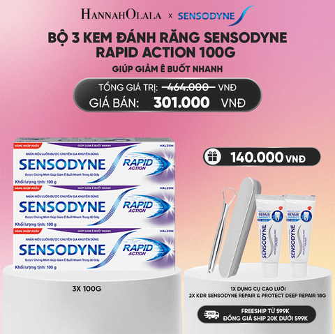  BỘ 3 KEM ĐÁNH RĂNG SENSODYNE RAPID ACTION 100G GIÚP GIẢM Ê BUỐT NHANH_A574 