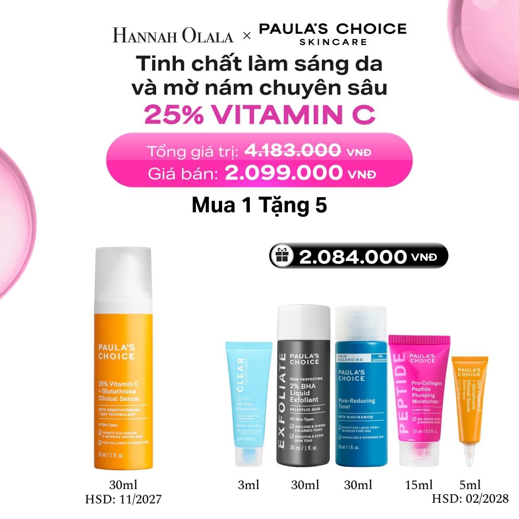  TINH CHẤT LÀM SÁNG DA VÀ MỜ NÁM CHUYÊN SÂU VỚI 25% VITAMIN C + GLUTATHIONE CLINICAL SERUM 30ML - HSD 11/2027 - DEAL 6 - B18 