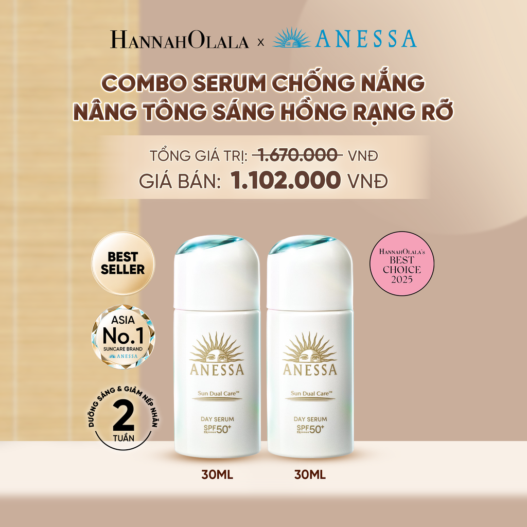  COMBO SERUM CHỐNG NẮNG DƯỠNG DA NÂNG TÔNG NGĂN NGỪA LÃO HÓA ANESSA DAY SERUM SPF50+ PA++++ 30MLX2 - DEAL 06 - A1248 