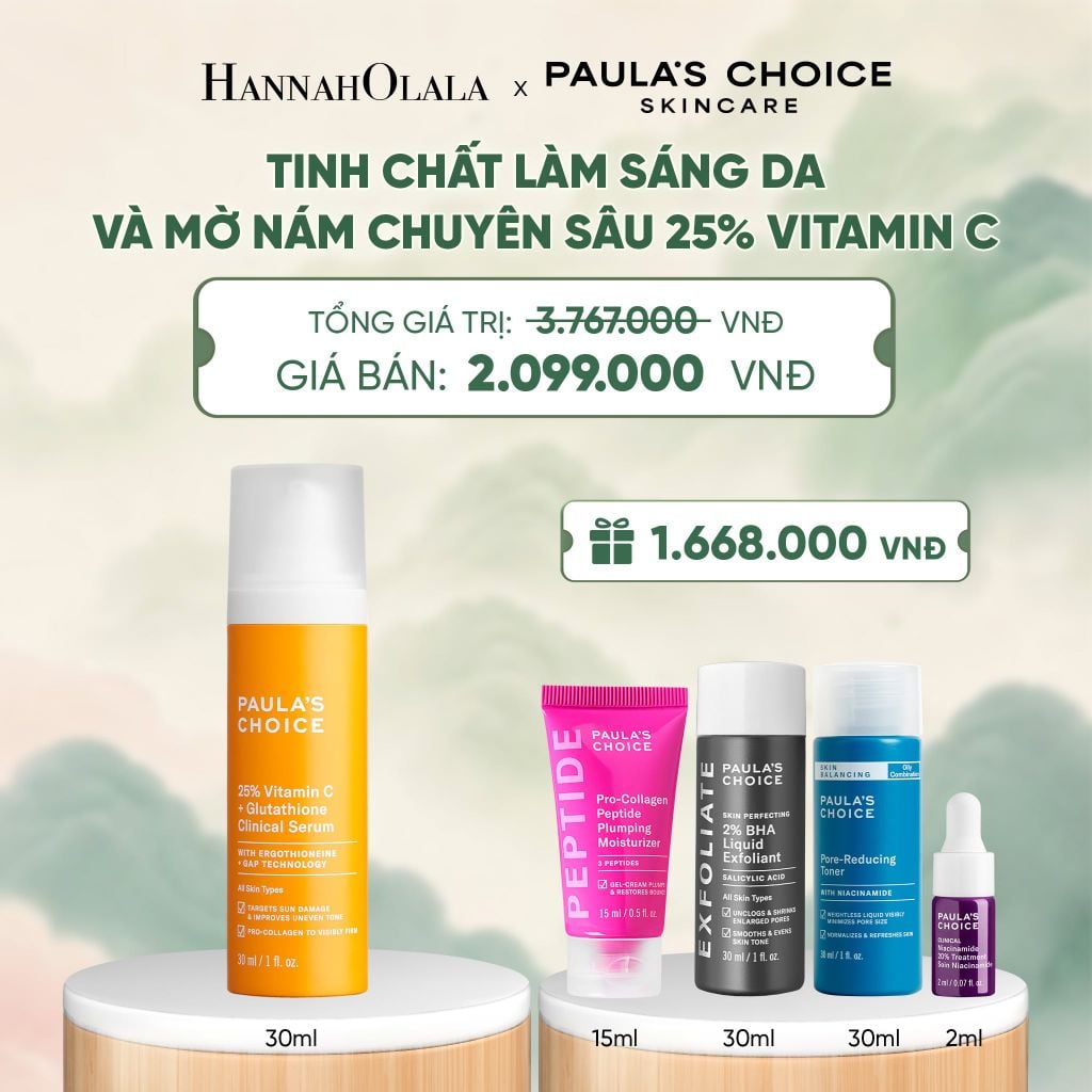  TINH CHẤT LÀM SÁNG DA VÀ MỜ NÁM CHUYÊN SÂU VỚI 25% VITAMIN C + GLUTATHIONE CLINICAL SERUM 30ML - DEAL 6 - A1598 