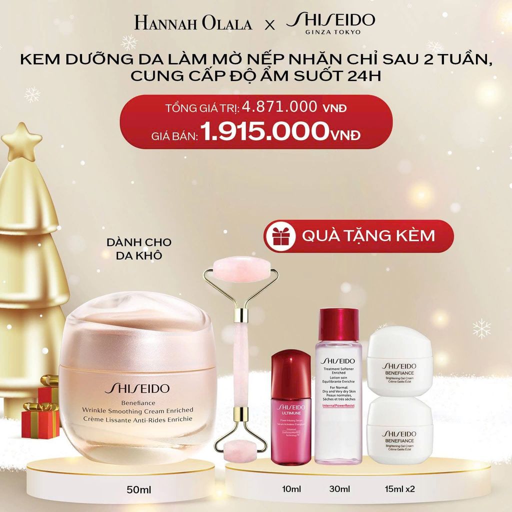  A1415_DEAL 6: KEM DƯỠNG DA CHỐNG LÃO HÓA GIÀU ẨM SHISEIDO BENEFIANCE WRINKLE SMOOTHING CREAM ENRICHED 50ML 