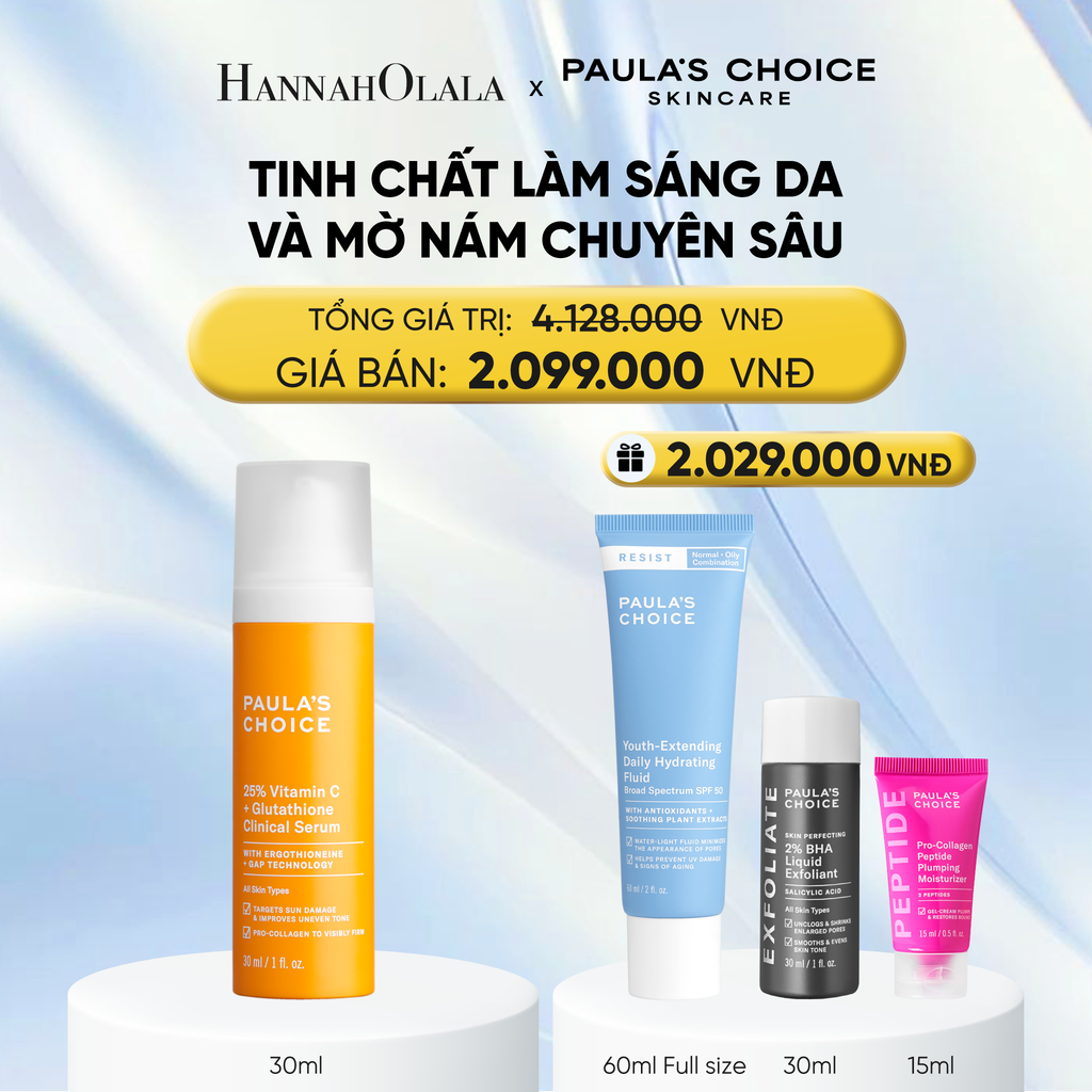  TINH CHẤT LÀM SÁNG DA VÀ MỜ NÁM CHUYÊN SÂU VỚI 25% VITAMIN C + GLUTATHIONE CLINICAL SERUM 30ML - DEAL 6 