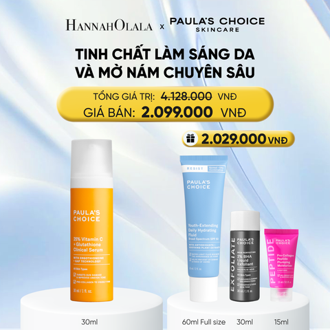  TINH CHẤT LÀM SÁNG DA VÀ MỜ NÁM CHUYÊN SÂU VỚI 25% VITAMIN C + GLUTATHIONE CLINICAL SERUM 30ML - DEAL 6 