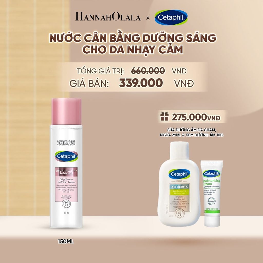  NƯỚC CÂN BẰNG LÀM SÁNG DỊU LÀNH CHO DA NHẠY CẢM CETAPHIL BRIGHT HEALTHY RADIANCE TONER 150ML DEAL 6: - A1205 