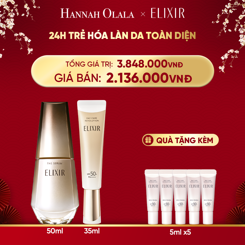 DEAL 6: COMBO SERUM KÍCH HOẠT TRẺ HÓA LÀN DA EIS THE SERUM AA 50ML & SỮA CHỐNG NẮNG PHỤC HỒI COLLAGEN TỪ CẤP ĐỘ TẾ BÀO ELIXIR DAY CARE REVOLUTION SPF50+ 35ML 