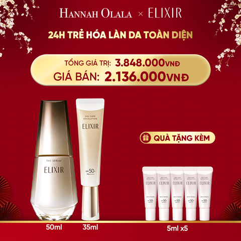  DEAL 6: COMBO SERUM KÍCH HOẠT TRẺ HÓA LÀN DA EIS THE SERUM AA 50ML & SỮA CHỐNG NẮNG PHỤC HỒI COLLAGEN TỪ CẤP ĐỘ TẾ BÀO ELIXIR DAY CARE REVOLUTION SPF50+ 35ML 