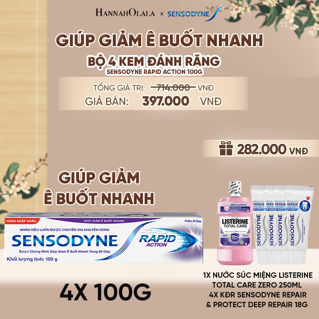  BỘ 4 KEM ĐÁNH RĂNG SENSODYNE RAPID ACTION 100G GIÚP GIẢM Ê BUỐT NHANH - A2633 