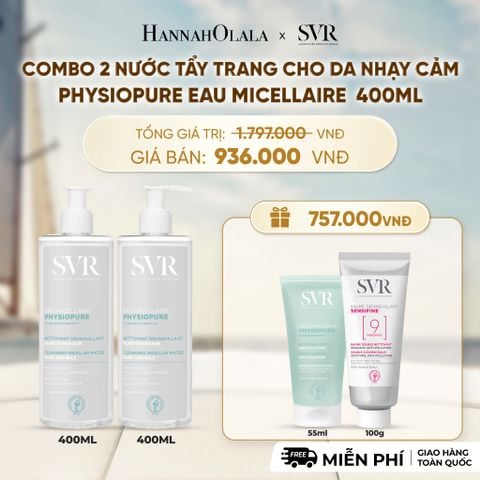  COMBO 2 NƯỚC TẨY TRANG CHO DA NHẠY CẢM PHYSIOPURE EAU MICELLAIRE 400ML - DEAL 6 