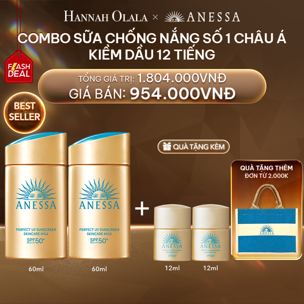  DEAL 6: [FLASHSALE] COMBO SỮA CHỐNG NẮNG DƯỠNG DA KIỀM DẦU BẢO VỆ HOÀN HẢO ANESSA GOLD MILK SPF50+ PA++++ 60MLX2 
