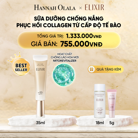  DEAL 6: [THẾ HỆ MỚI] SỮA CHỐNG NẮNG PHỤC HỒI COLLAGEN TỪ CẤP ĐỘ TẾ BÀO ELIXIR DAY CARE REVOLUTION SPF50+ 35ML 
