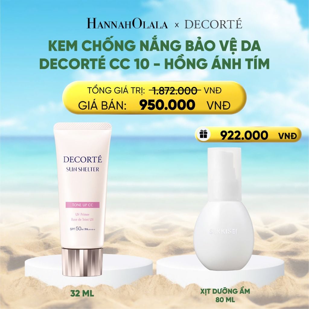 DEAL 6: KEM CHỐNG NẮNG BẢO VỆ, HIỆU CHỈNH TONE DA DECORTÉ SUN SHELTER 