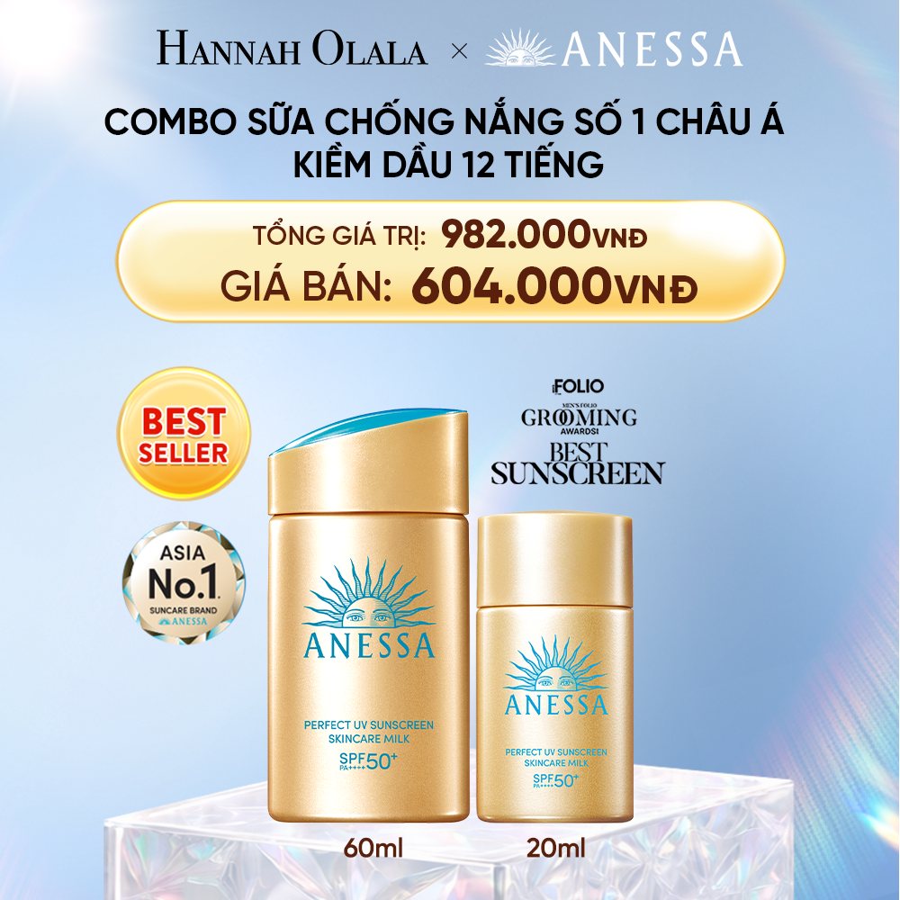  DEAL 6: COMBO KEM CHỐNG NẮNG DẠNG SỮA DƯỠNG DA KIỀM DẦU BẢO VỆ HOÀN HẢO ANESSA GOLD MILK SPF50+ PA++++ 60ML + 20ML 