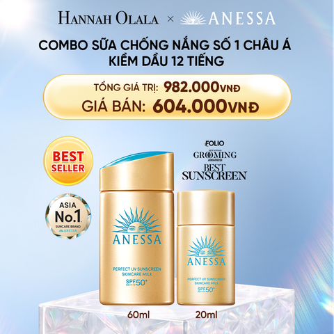  DEAL 6: COMBO KEM CHỐNG NẮNG DẠNG SỮA DƯỠNG DA KIỀM DẦU BẢO VỆ HOÀN HẢO ANESSA GOLD MILK SPF50+ PA++++ 60ML + 20ML 