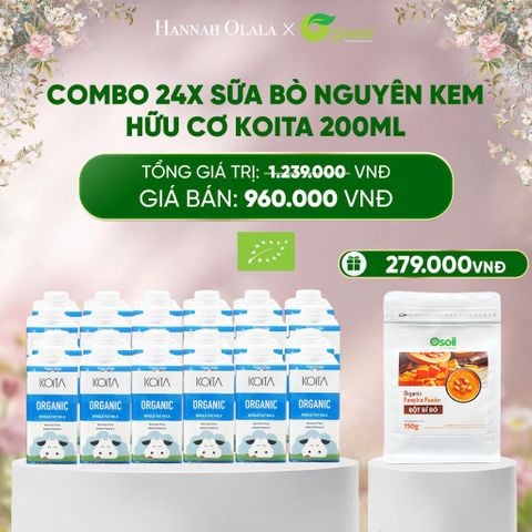  E554_DEAL 6: COMBO 24 X SỮA BÒ NGUYÊN KEM HỮU CƠ KOITA 200ML 
