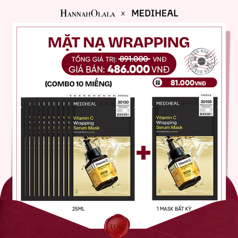  MEDIHEAL MẶT NẠ WRAPPING SERUM MASK 25ML (COMBO 10 MIẾNG) BẤT KỲ_M114 