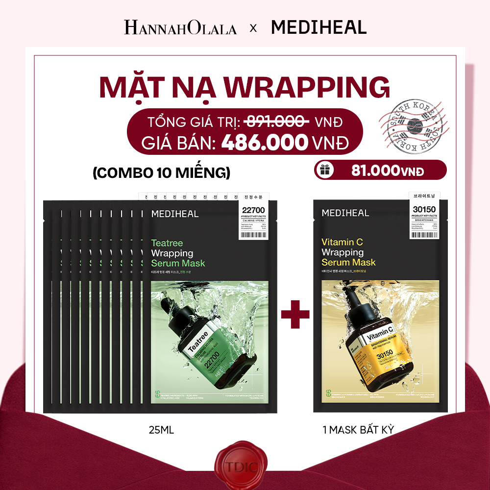  MEDIHEAL MẶT NẠ WRAPPING SERUM MASK 25ML (COMBO 10 MIẾNG) BẤT KỲ_M114 