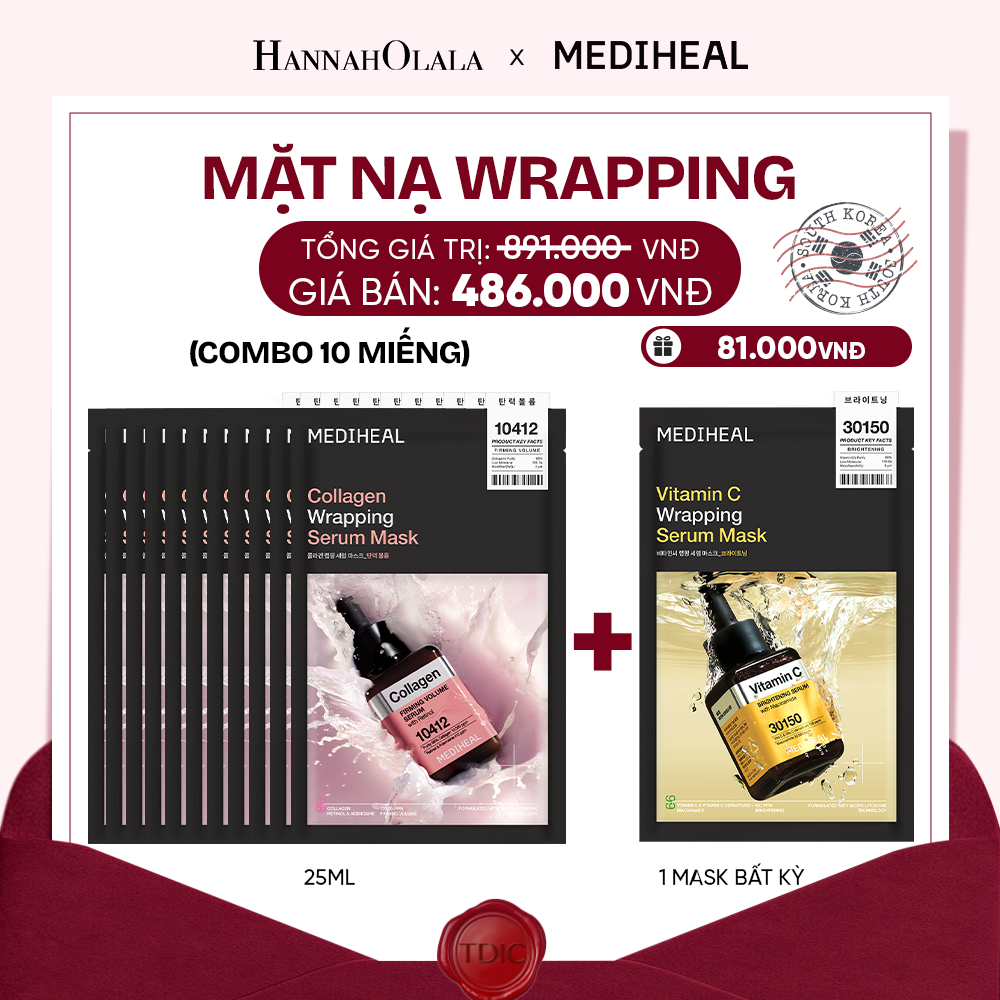 MEDIHEAL MẶT NẠ WRAPPING SERUM MASK 25ML (COMBO 10 MIẾNG) BẤT KỲ_M114 