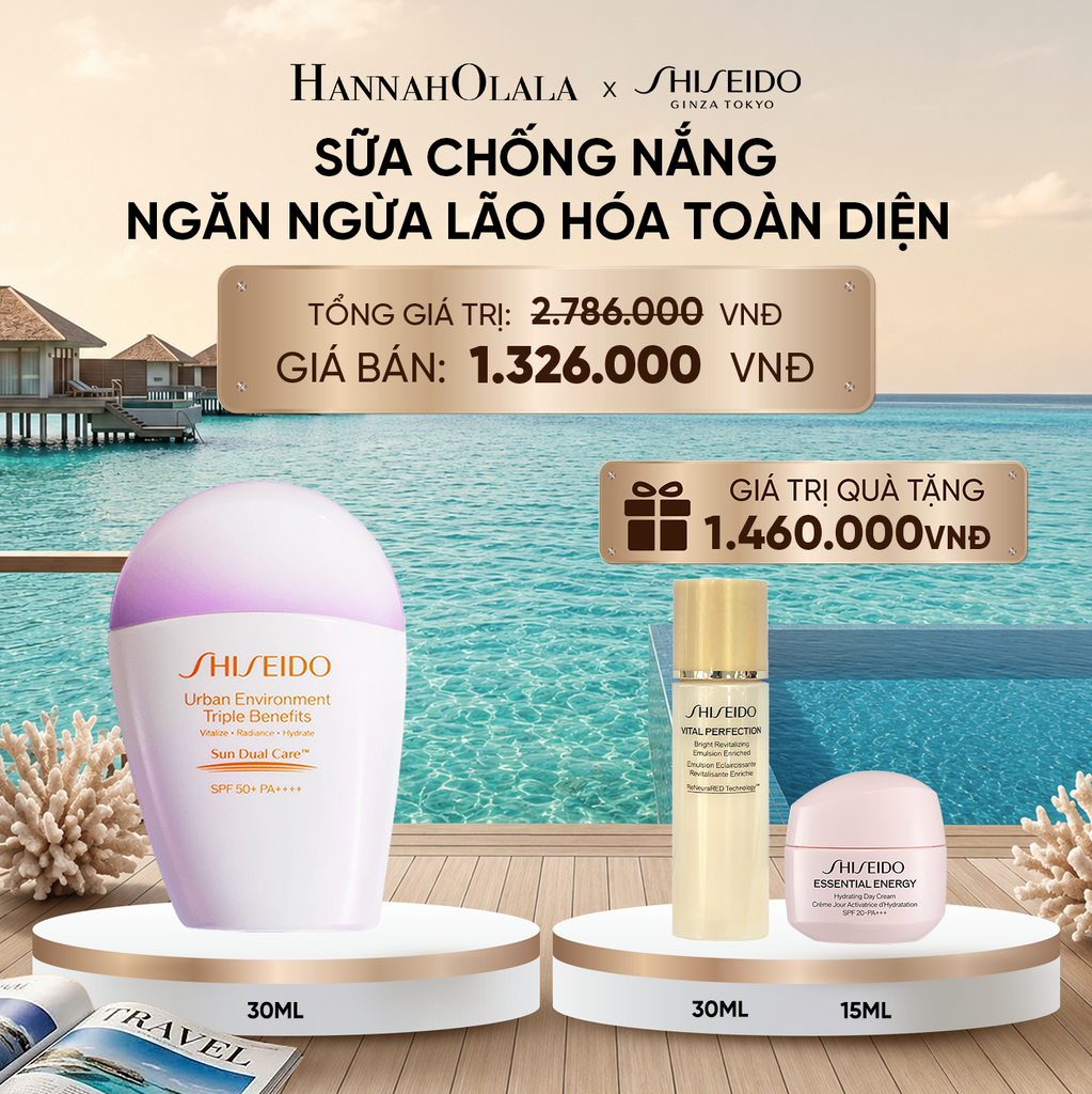  SỮA CHỐNG NẮNG DƯỠNG DA SHISEIDO GSC URBAN ENVIRONMENT TRIPLE BEAUTY SUNCARE EMULSION SPF50+ PA++++ 30ML - DEAL 6 