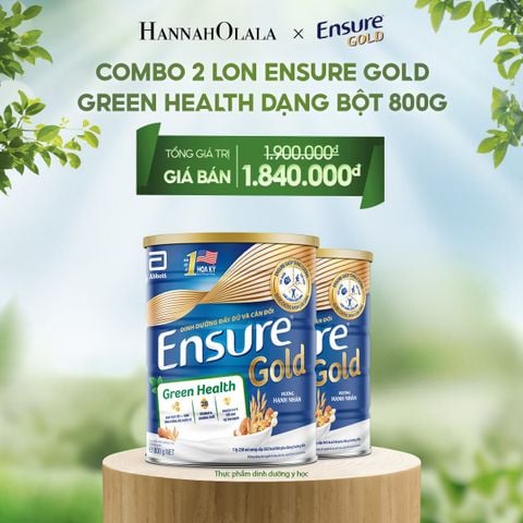  E118_DEAL 6: COMBO 2 LON ENSURE GOLD GREEN HEALTH DẠNG BỘT 800G 