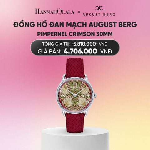  ĐỒNG HỒ ĐAN MẠCH AUGUST BERG X MORRIS & CO. - PIMPERNEL CRIMSON 30MM - DÂY PERLON - MÀU BẠC_A2283 