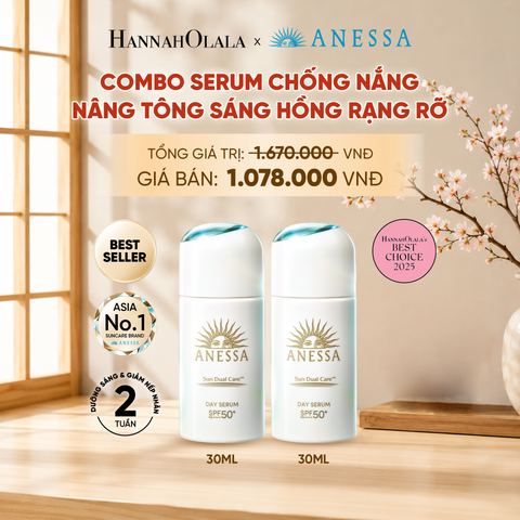  COMBO SERUM CHỐNG NẮNG DƯỠNG DA NÂNG TÔNG NGĂN NGỪA LÃO HÓA ANESSA DAY SERUM SPF50+ PA++++ 30MLX2 - DEAL 6 