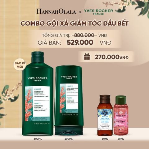  COMBO GỘI XẢ GIẢM TÓC DẦU BẾT TẶNG MINI SỮA TẮM + GIẤM XẢ TÓC BÓNG MƯỢT - A2260 