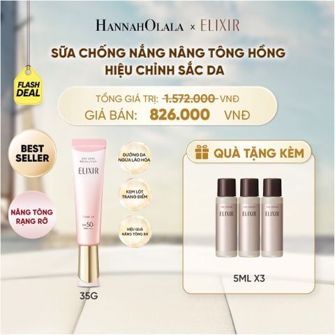  (FLASHSALE) [SẮC HỒNG BABY] KEM CHỐNG NẮNG DẠNG SỮA NÂNG TÔNG CHO DA XỈN MÀU ELIXIR DAY CARE REVOLUTION TONE UP PINK+35G - DEAL 6 