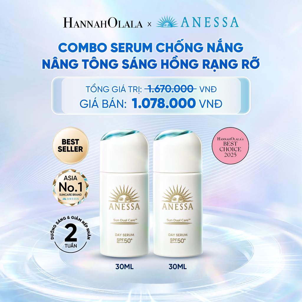  COMBO SERUM CHỐNG NẮNG DƯỠNG DA NÂNG TÔNG NGĂN NGỪA LÃO HÓA ANESSA DAY SERUM SPF50+ PA++++ 30MLX2 - DEAL 6 - C34 