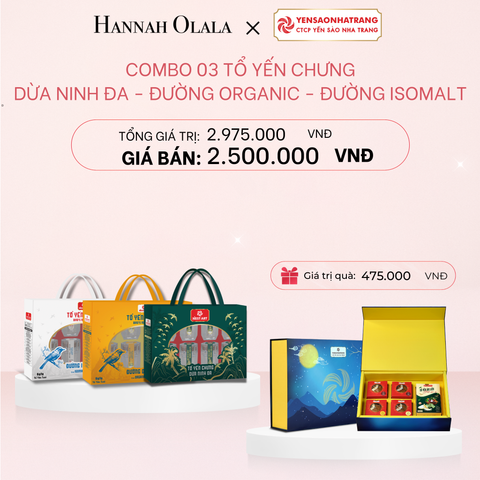  E1007_DEAL 6: COMBO 03 TỔ YẾN CHƯNG DỪA NINH ĐA- ĐƯỜNG ORGANIC- ĐƯỜNG ISOMALT 
