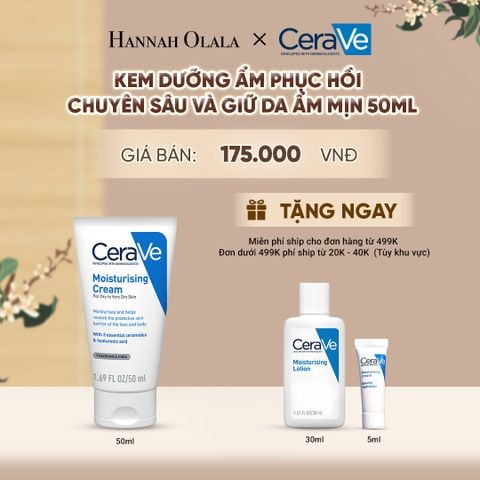  KEM DƯỠNG ẨM PHỤC HỒI CHUYÊN SÂU VÀ GIỮ DA ẨM MỊN SUỐT 48H CERAVE MOISTURISING CREAM 50ML - A916 