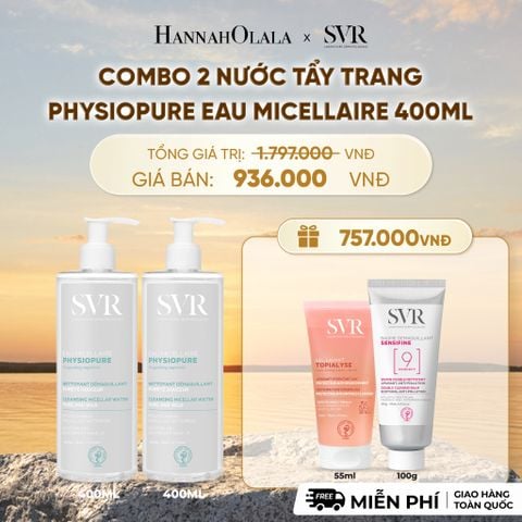  COMBO 2 NƯỚC TẨY TRANG CHO DA NHẠY CẢM PHYSIOPURE EAU MICELLAIRE 400ML - DEAL 6 - B506 