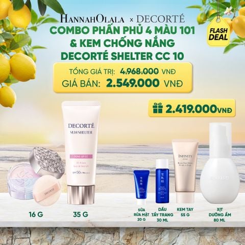  COMBO PHẤN PHỦ 4 MÀU 101 & KEM CHỐNG NẮNG DECORTÉ SHELTER 