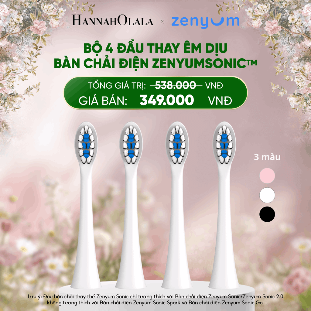 DEAL 6: HỘP 4 ĐẦU BÀN CHẢI ZENYUM SONIC PHIÊN BẢN ÊM DỊU 
